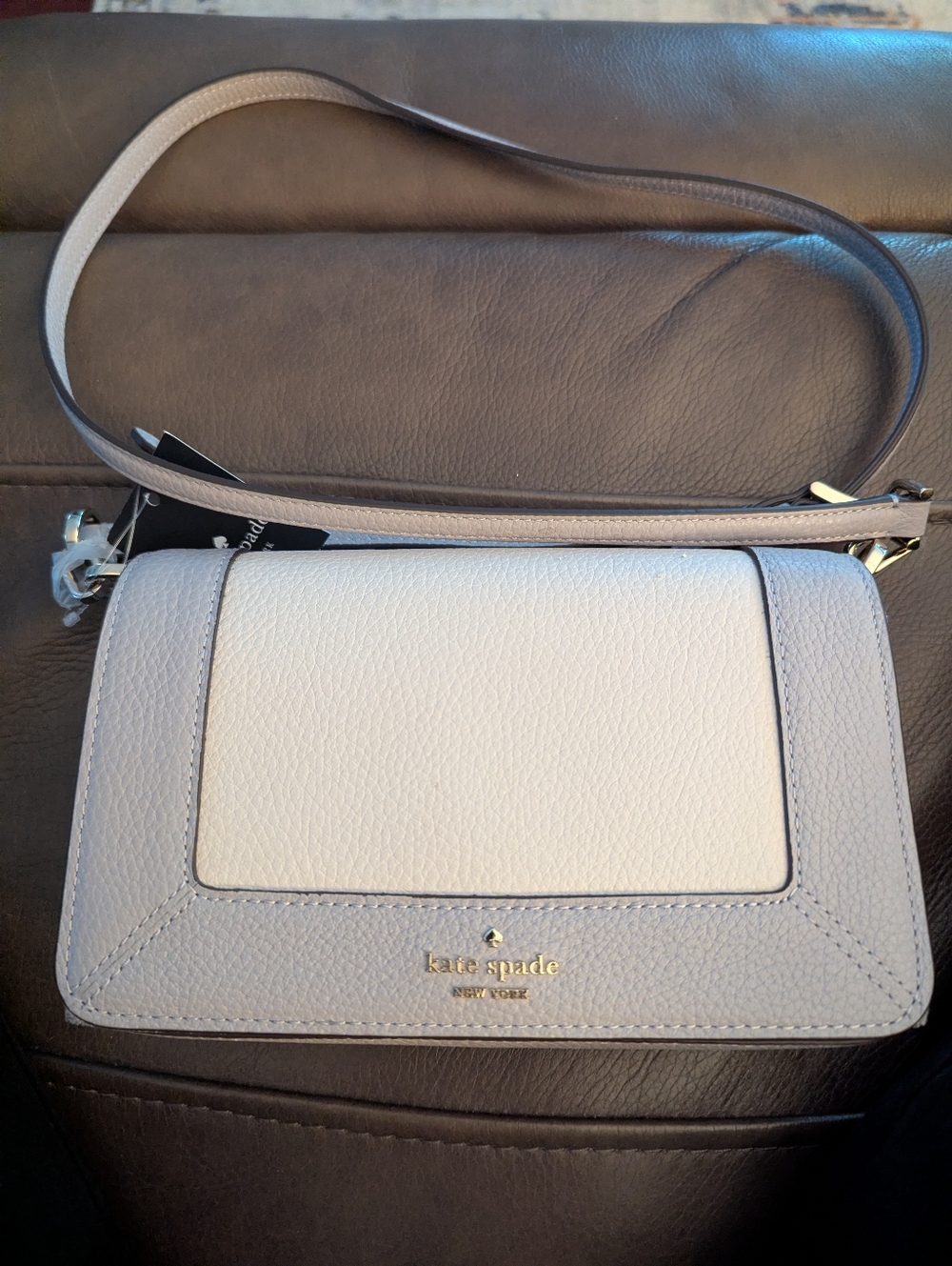 kate spade Two-Tone Leather Crossbody in Light Gray and Cream